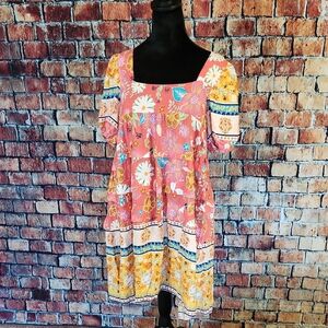 Umgee Floral Boho Tiered Dress S NWT